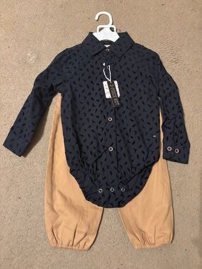 Toddler Navy Printed Button-Front Shirt Bodysuit